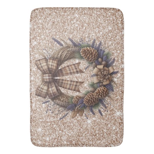 Pinecone Wreath Bath Mat Badematte (Vorderseite Vertikal)