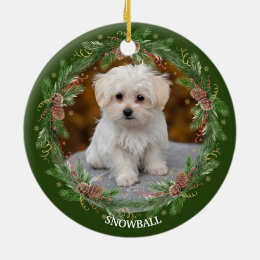 Pinecone Wreath Foto Keramik Ornament (Hinten)