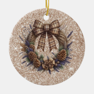 Pinecone Wreath Keramik Ornament