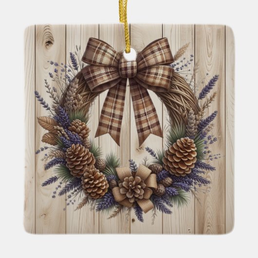 Pinecone Wreath Keramikornament (Vorderseite)