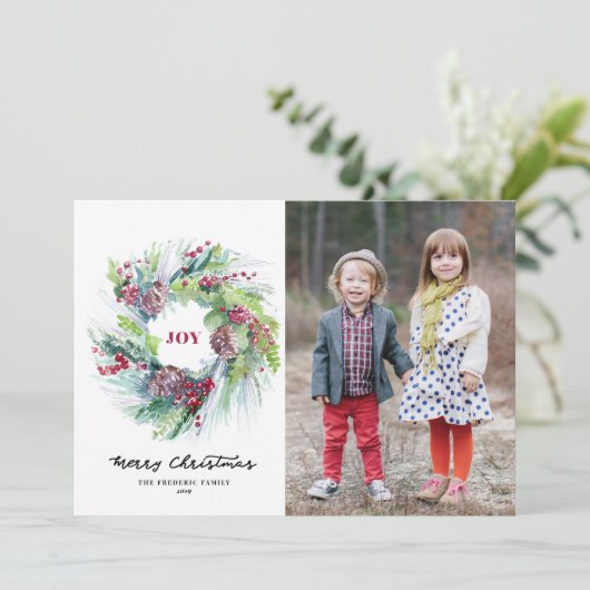 Pinecone Wreath Weihnachtskarte Einladung (Stehend Vorderseite)