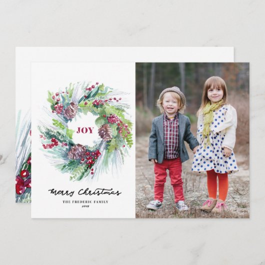 Pinecone Wreath Weihnachtskarte Einladung (Vorne/Hinten)