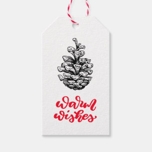 Pinecone zeichnend und Weihnachtsschrift Geschenkanhänger