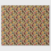 Pinecones Acorns - Rot & Grün Geschenkpapier (Flach)