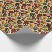 Pinecones Acorns - Rot & Grün Geschenkpapier (Ecke)