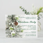 Pinecones an der Weihnachtsweihnachtsfeier im Schn Einladung (Stehend Vorderseite)