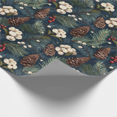Pinecones Branches Blaues, braunes Xmas Muster Geschenkpapier (Ecke)