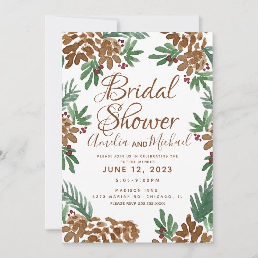 Pinecones Brautparty: Einladung (Vorderseite)