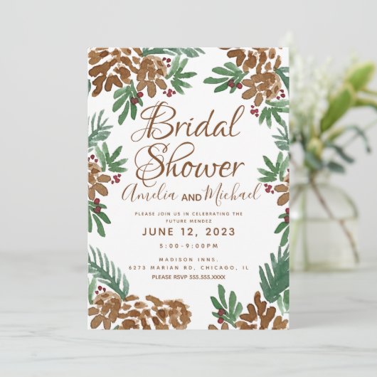 Pinecones Brautparty: Einladung (Stehend Vorderseite)