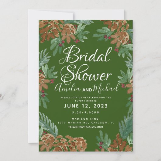 Pinecones Brautparty: Einladung (Vorderseite)