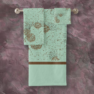 Pinecones Cabin Badhandtuch Set