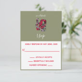 Pinecones Evergreens Red Berries LIEBE RSVP-Karte RSVP Karte (Stehend Vorderseite)
