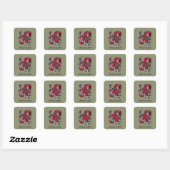 Pinecones Evergreens Red Berries Square Sticker (Blatt)