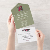 Pinecones Evergreens Red Berries Wedding All In One Einladung (Abreißen)