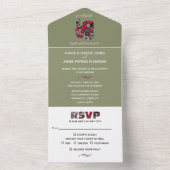 Pinecones Evergreens Red Berries Wedding All In One Einladung (Innen Boden)