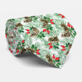 Pinecones, Evergreens, rote Beeren Weihnachten Krawatte (Gerollt)