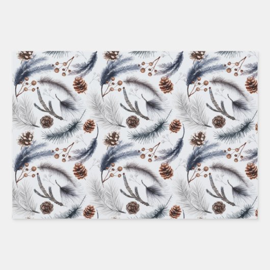 Pinecones Festlicher Winter oder Weihnachten Botan Geschenkpapier Set (Vorderseite 2)