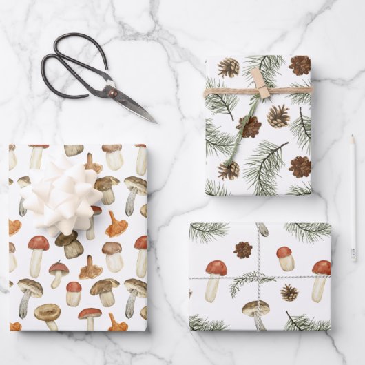 Pinecones Gift von Earthy Mushrooms Pine Treff Geschenkpapier Set (Vorderseite)