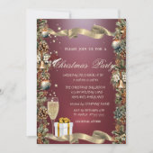 Pinecones, Glocken, Bälle, Glas, Weihnachten in de Einladung (Vorderseite)