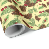 Pinecones & Holly Berries Geschenkpapier (Rolleneckpunkt)