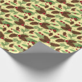 Pinecones & Holly Berries Geschenkpapier (Ecke)