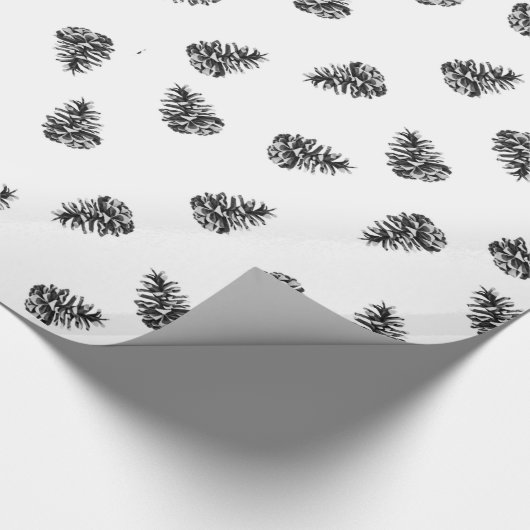 Pinecones in Schwarz und Weiß Geschenkpapier (Ecke)