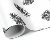 Pinecones in Schwarz und Weiß Geschenkpapier (Rolleneckpunkt)