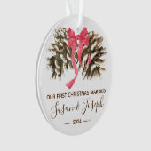 Pinecones mit Bow, Erste Weihnachten Verheiratet Ornament (Vorderseite)