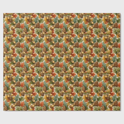 Pinecones - Orange & Green Geschenkpapier (Flach)
