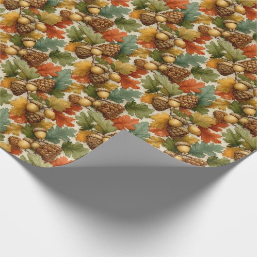 Pinecones - Orange & Green Geschenkpapier (Ecke)
