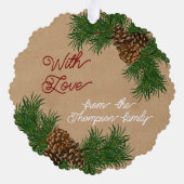 Pinecones Pinecones Pinselnäedles Branchen Kranz Ornament Karte (Rückseite)