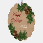 Pinecones Pinecones Pinselnäedles Branchen Kranz Ornament Karte (Links)