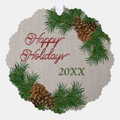 Pinecones Pinecones Pinselnäedles Branchen Kranz Ornament Karte (Vorderseite)