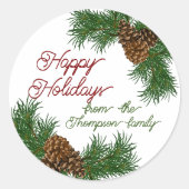 Pinecones Pinecones Pinselnäedles Branchen Kranz Runder Aufkleber (Vorderseite)