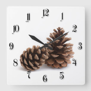Pinecones Quadratische Wanduhr