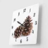 Pinecones Quadratische Wanduhr (Winkel)