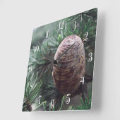 Pinecones Quadratische Wanduhr (Winkel)