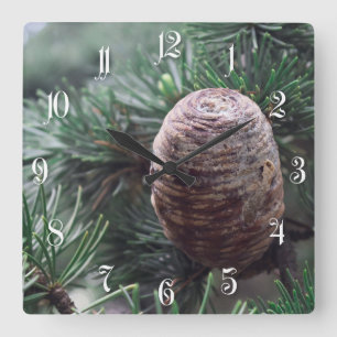 Pinecones Quadratische Wanduhr
