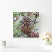 Pinecones Quadratische Wanduhr (Zuhause)