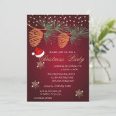 Pinecones ,Schneeflocken Rote Weihnachten Korporie Einladung (Stehend Vorderseite)