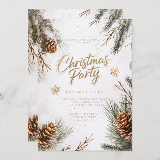 Pinecones Snowboards Snowboards Einladung (Vorne/Hinten)