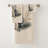 Pinecones und Crescent Moon Winter Liebe Badhandtuch Set (Insitu)