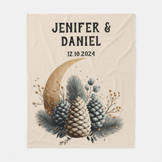 Pinecones und Crescent Moon Winter Liebe Fleecedecke (Vorderseite)