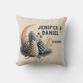 Pinecones und Crescent Moon Winter Liebe Kissen (Vorderseite)