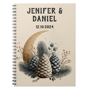 Pinecones und Crescent Moon Winter Liebe Notizblock