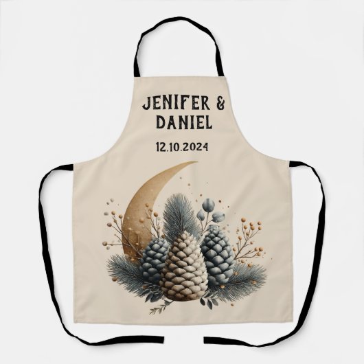 Pinecones und Crescent Moon Winter Liebe Schürze (Vorderseite)