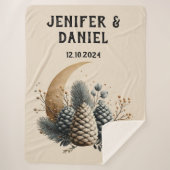 Pinecones und Crescent Moon Winter Liebe Sherpadecke (Vorderseite)