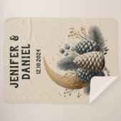 Pinecones und Crescent Moon Winter Liebe Sherpadecke (Vorderseite (Horizontal))