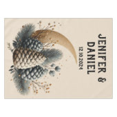 Pinecones und Crescent Moon Winter Liebe Tischdecke (Vorderseite (Horizontal))