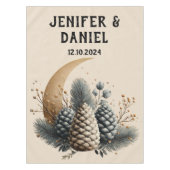 Pinecones und Crescent Moon Winter Liebe Tischdecke (Vorderseite)